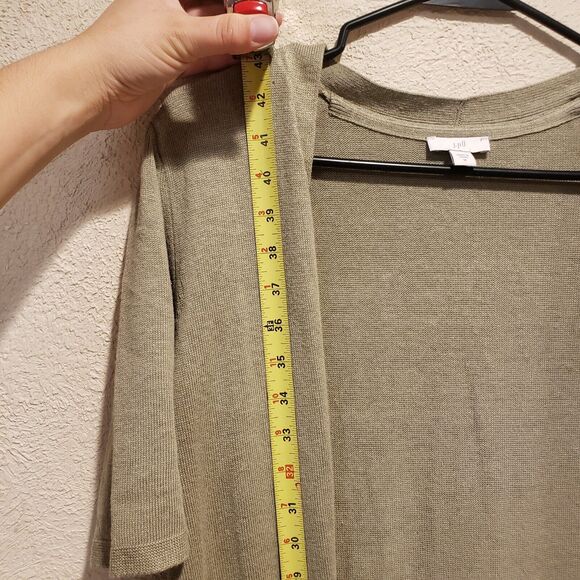 J. Jill Linen blend elbow sleeve sage green long cardigan size Medium - Picture 9 of 12